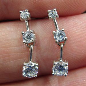 Sterling Triple Circle Cubic Zirconia Earrings